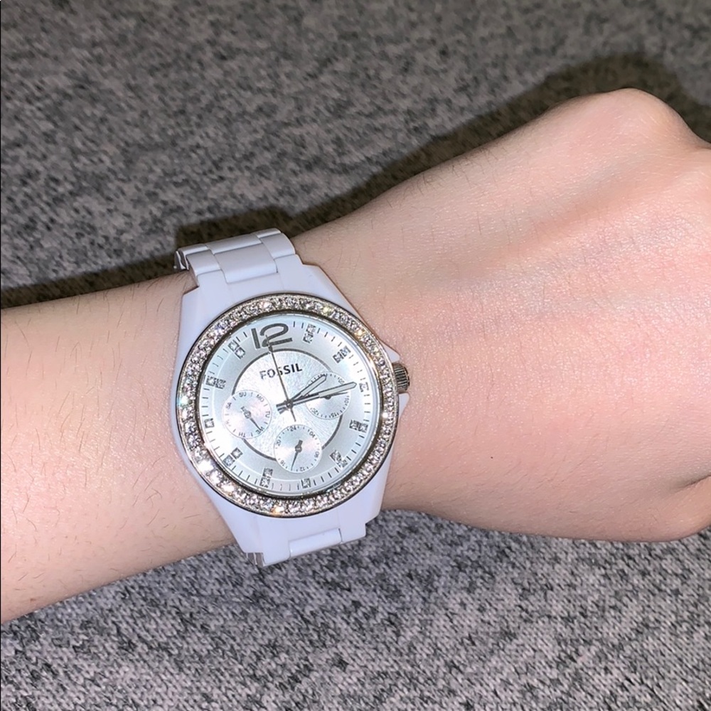 White fossil watch
